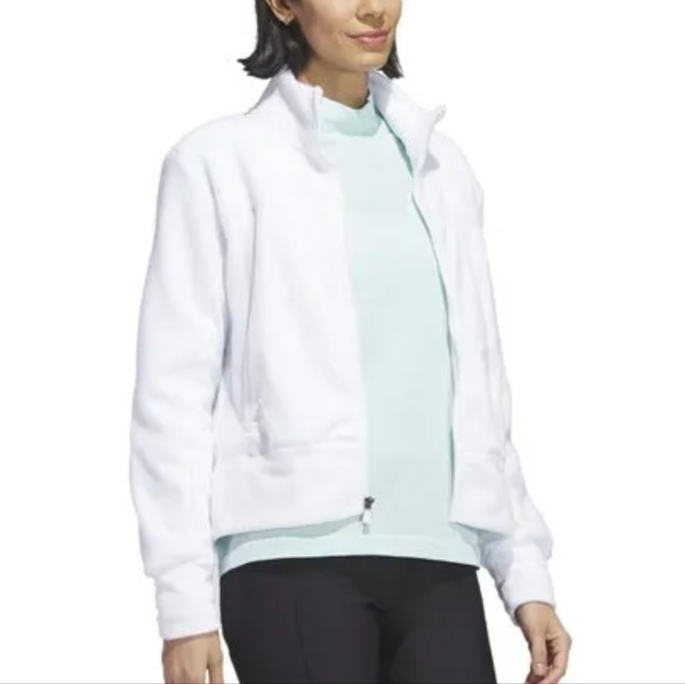 Adidas White Fleece Jacket – Size Small, Lightweight Zip-Up for Layering & Fall